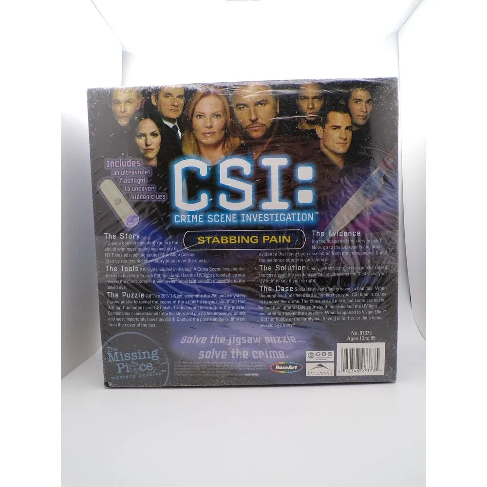 RoseArt CSI Crime Scene Investigation Stabbing Pain 750 Piece Jigsaw Puzzle UV